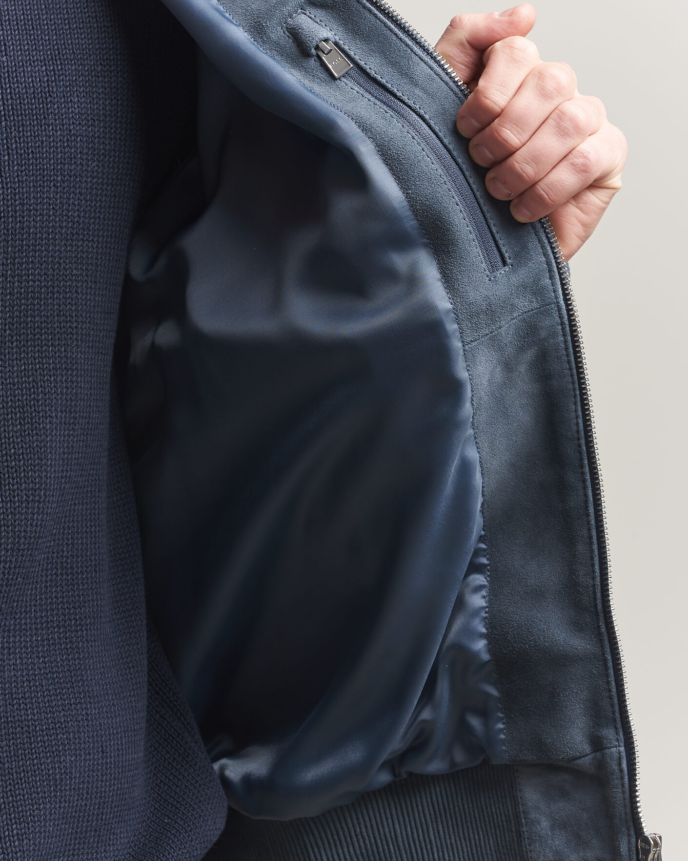 Herre | Jakker | BOSS BLACK | Muller Suede Jacket Open Blue