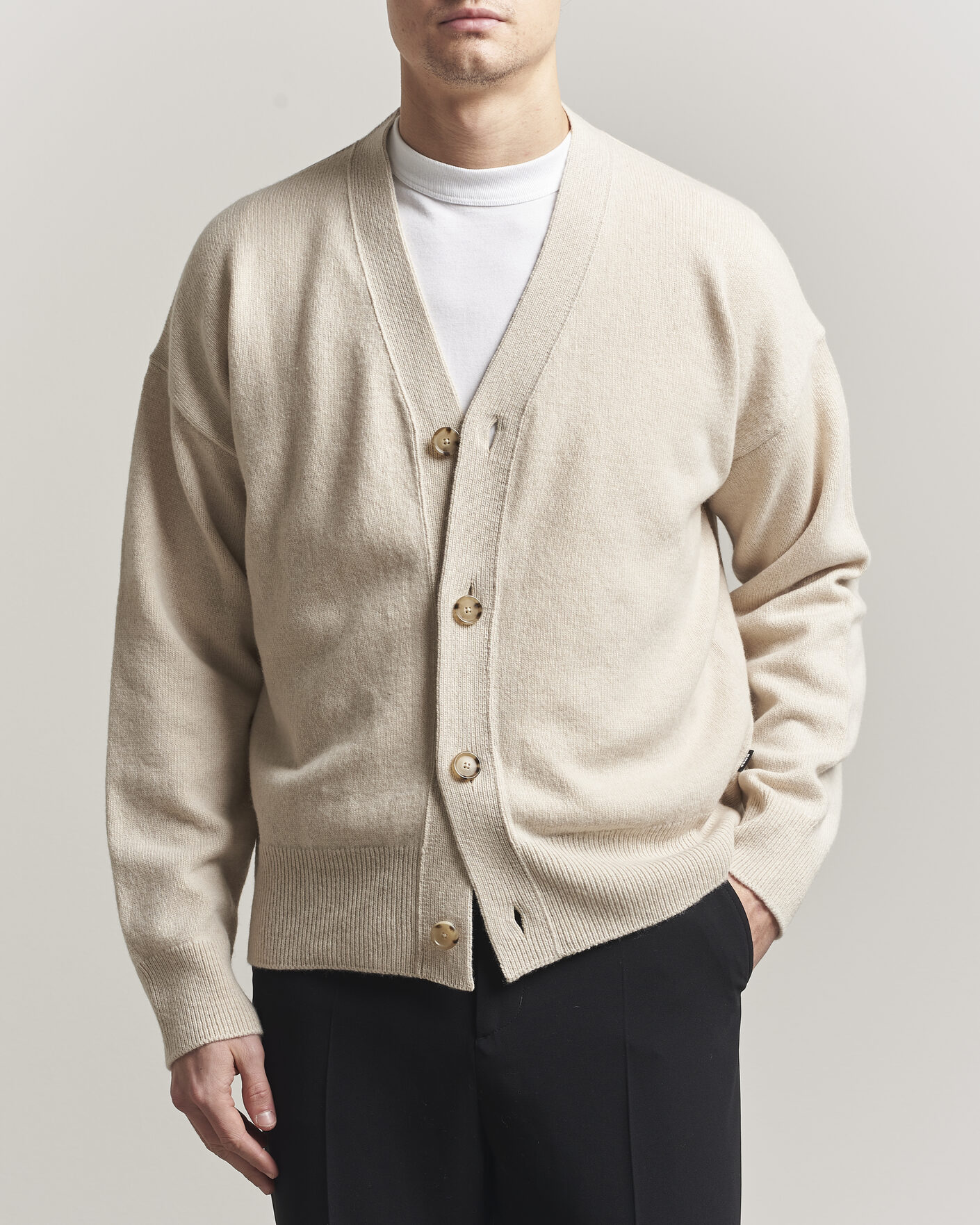 Herre | Trøjer | BOSS BLACK | Ucone Wool Knitted Cardigan Open White