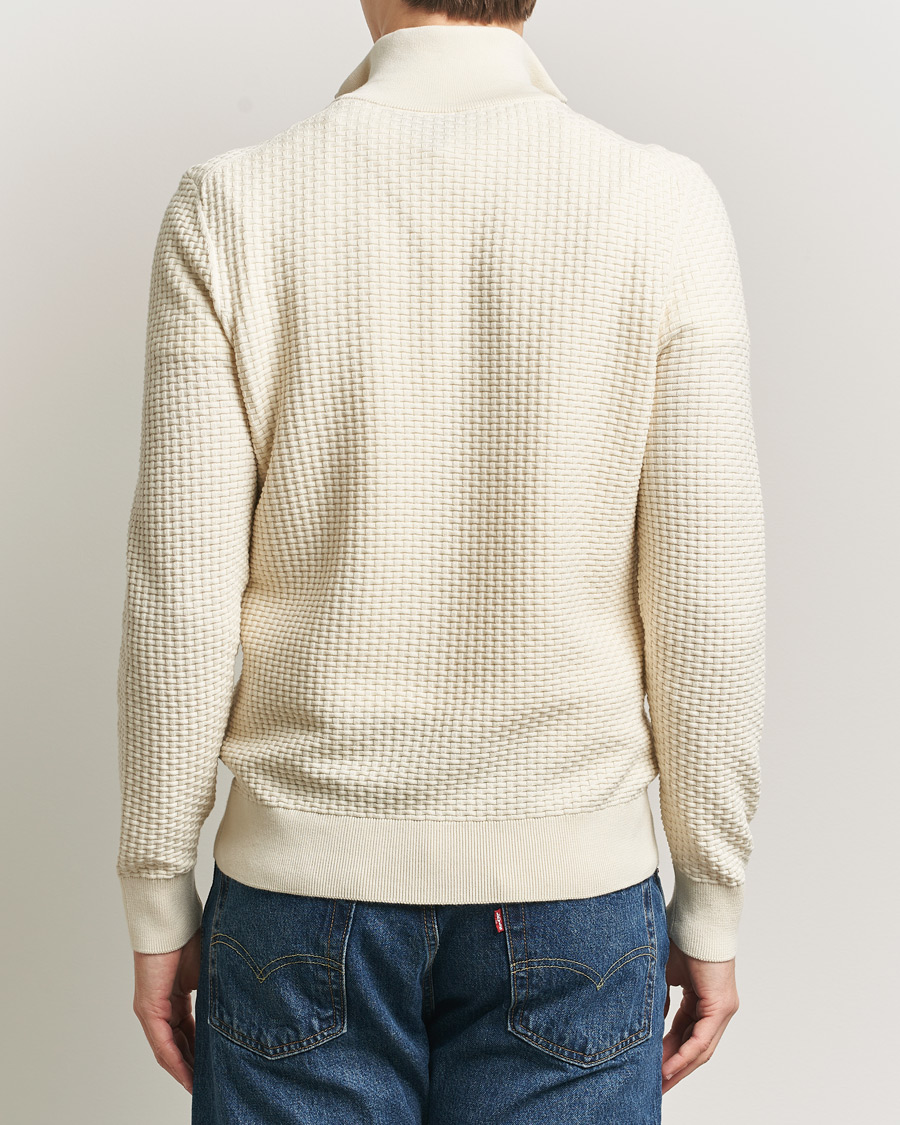 Herre | Trøjer | BOSS BLACK | Ulicio Structured Knitted Half Zip Open White