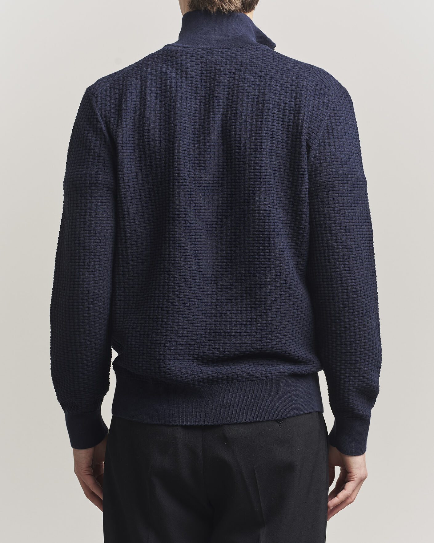 Herre | Trøjer | BOSS BLACK | Ulicio Structured Knitted Half Zip Dark Blue