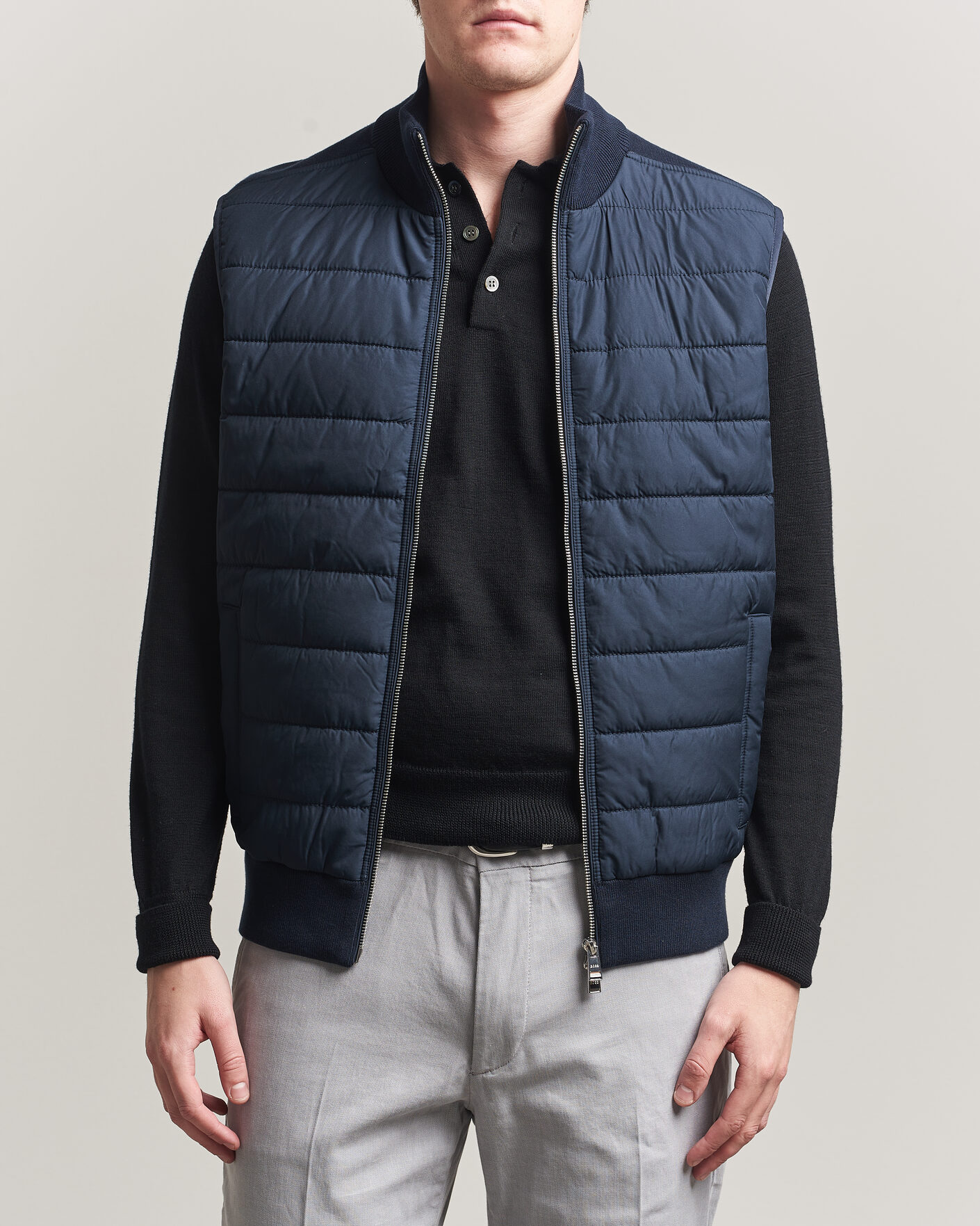 Herre | Veste | BOSS BLACK | Urwin Cotton/Wool Vest Dark Blue