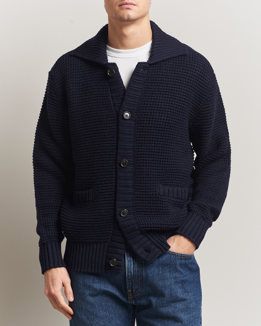 Herre | Trøjer | BOSS BLACK | Ulivi Heavy Knitted Cardigan Dark Blue