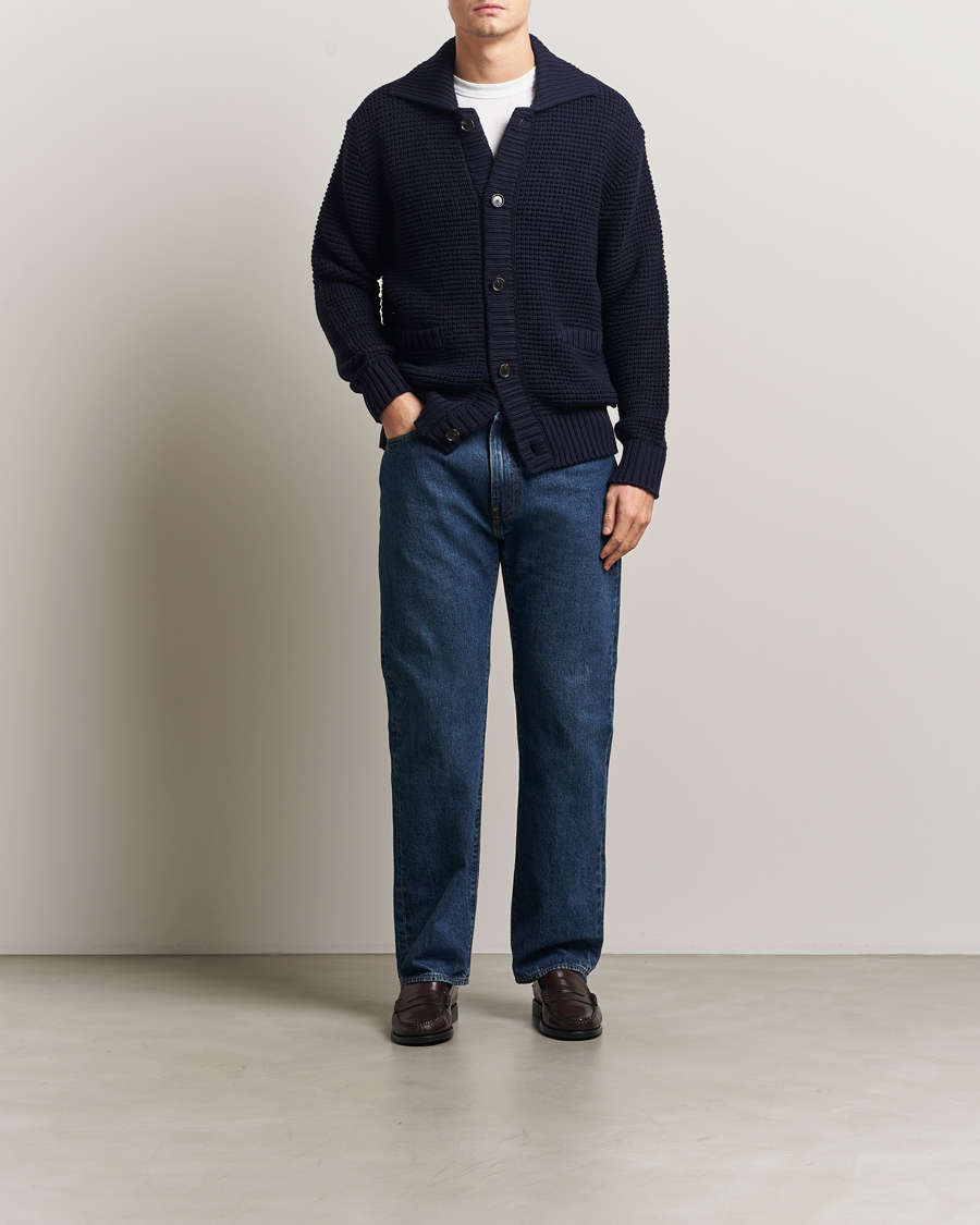 Herre | Trøjer | BOSS BLACK | Ulivi Heavy Knitted Cardigan Dark Blue