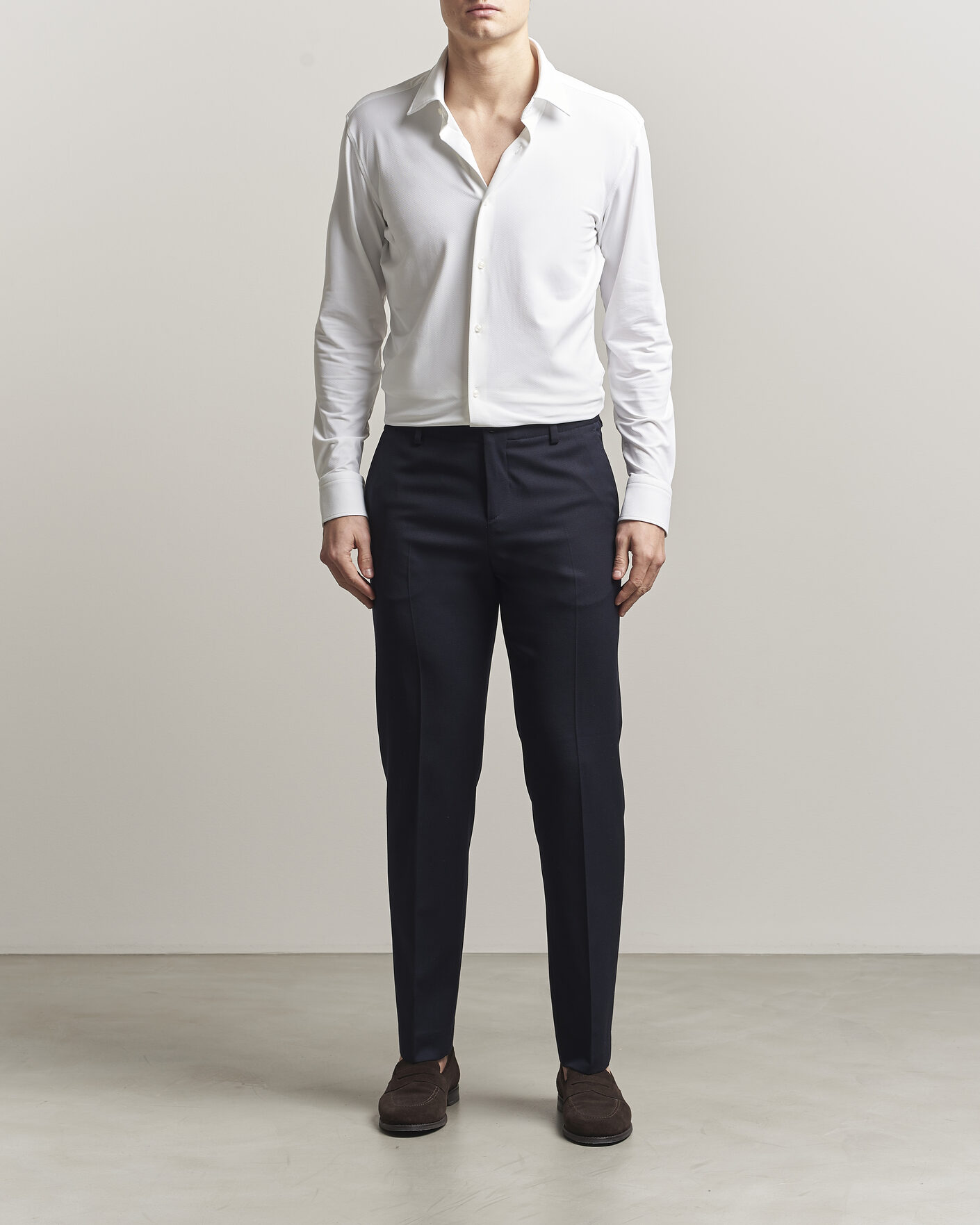 Herre | Skjorter | BOSS BLACK | Hank Structured Jersey Shirt White