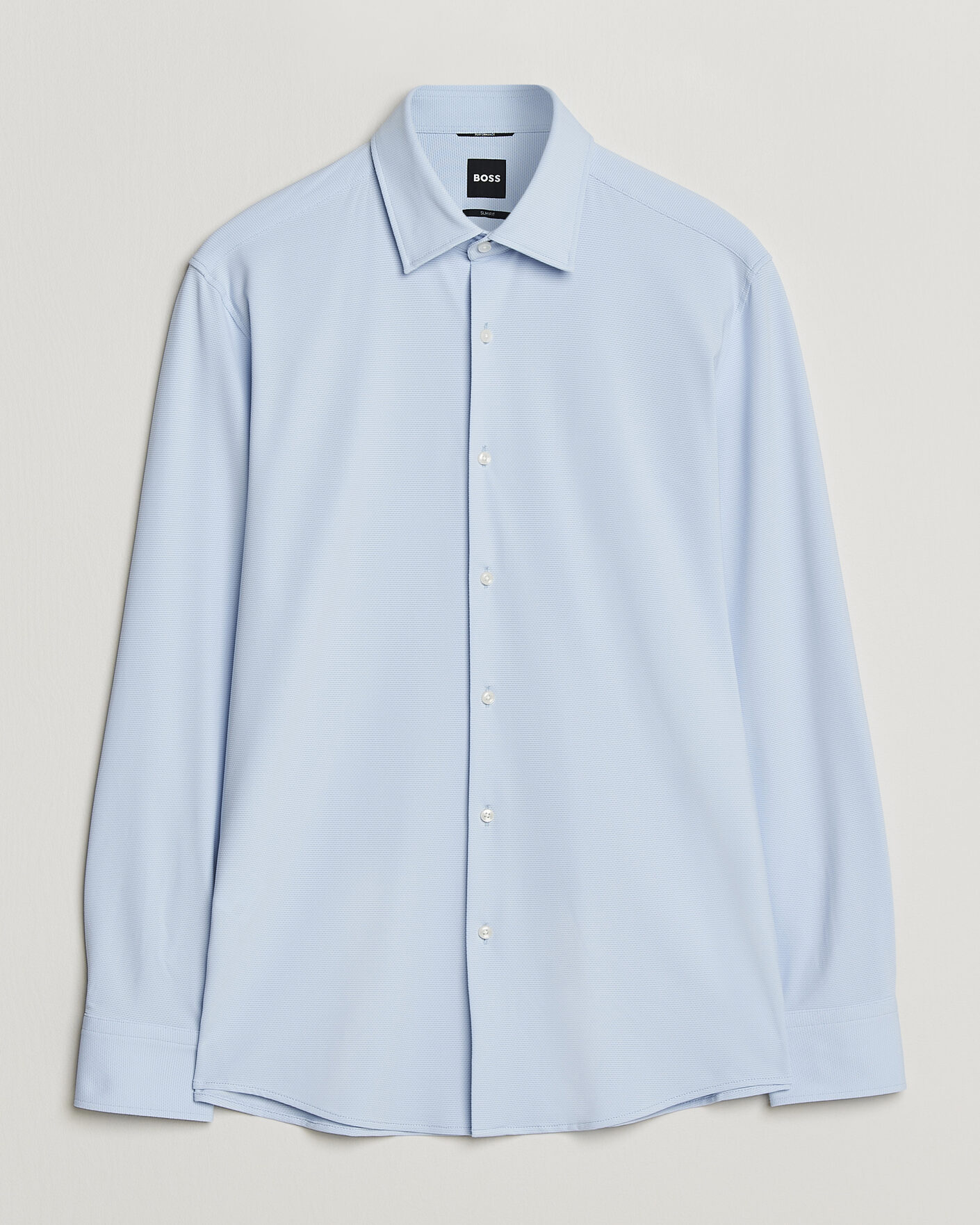 Herre | Skjorter | BOSS BLACK | Hank Structured Jersey Shirt Light Blue