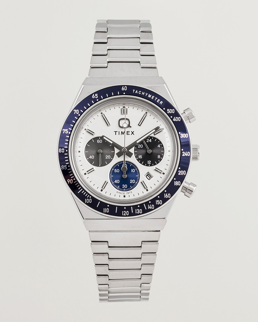 Herre | Timex Q Chronograph Tonal Sub Dials 40mm White Dial | Timex | Q Chronograph Tonal Sub Dials 40mm White Dial