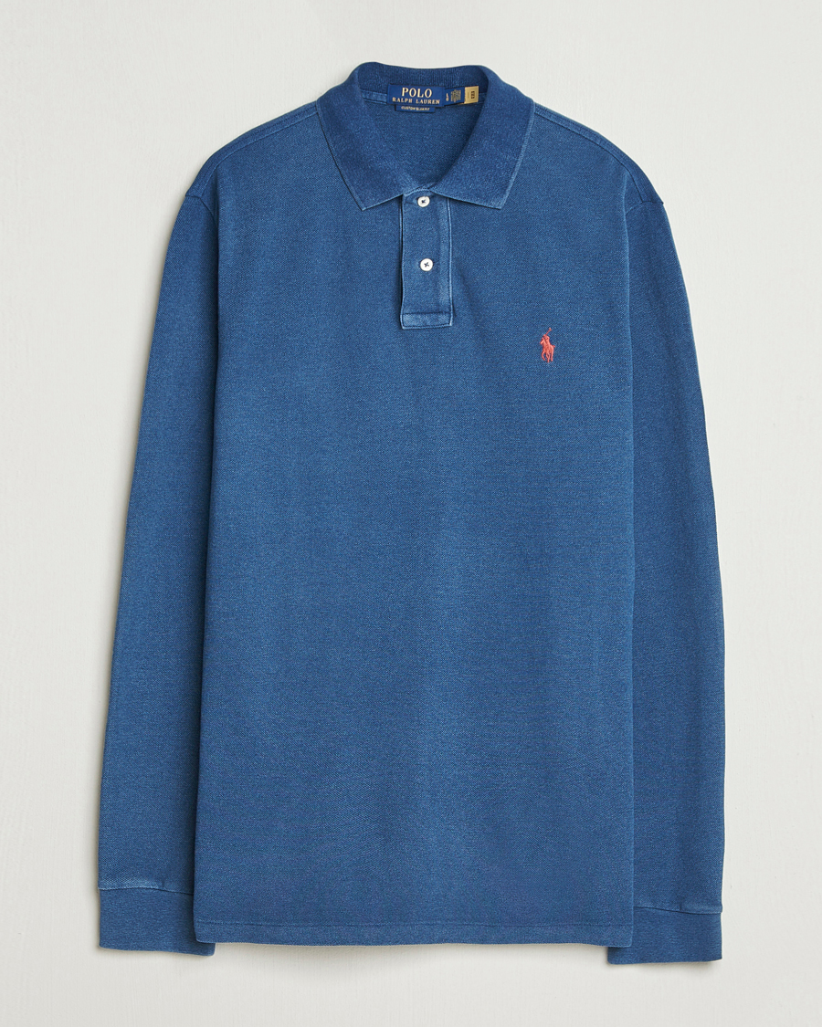Herre | Polotrøjer | Polo Ralph Lauren | Custom Slim Fit Long Sleeve Polo Shirt Medium Indigo
