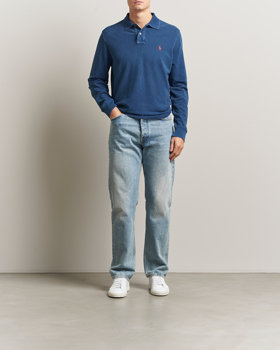 Herre | Polotrøjer | Polo Ralph Lauren | Custom Slim Fit Long Sleeve Polo Shirt Medium Indigo