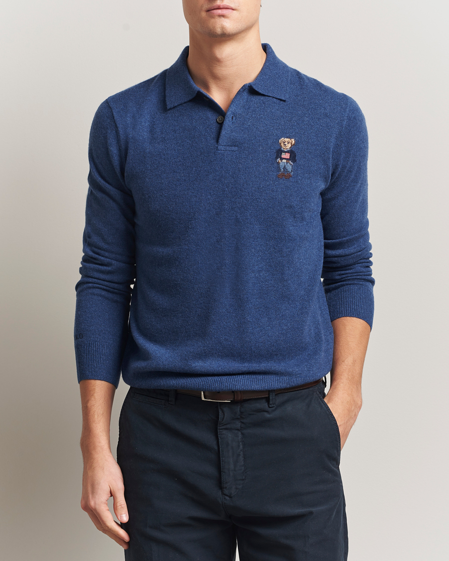 Herre | Polotrøjer | Polo Ralph Lauren | Washed Long Sleeve Bear Polo Rustic Navy Heather