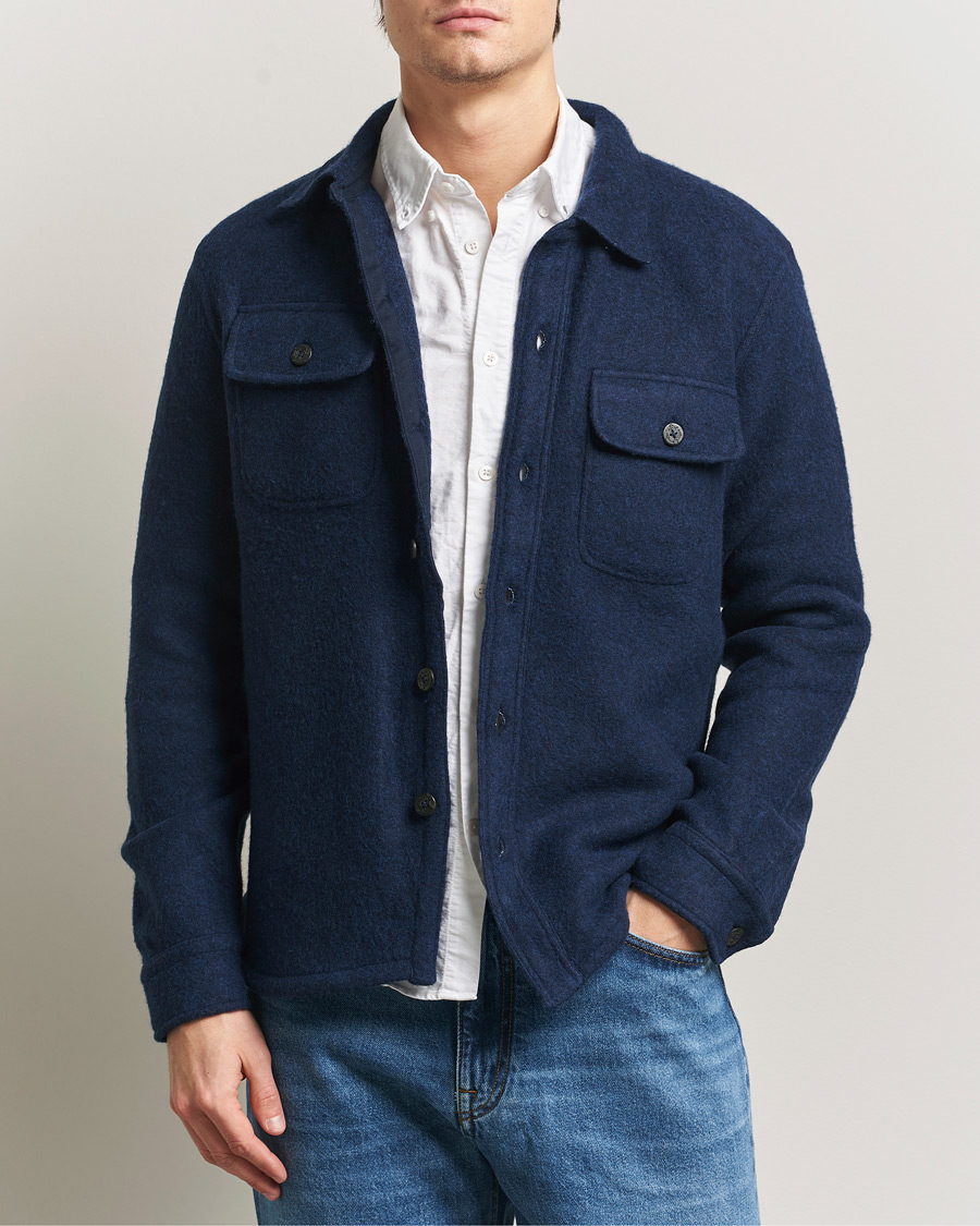 Herre | Skjorter | Polo Ralph Lauren | Felted Wool Pocket Shirt RL Navy