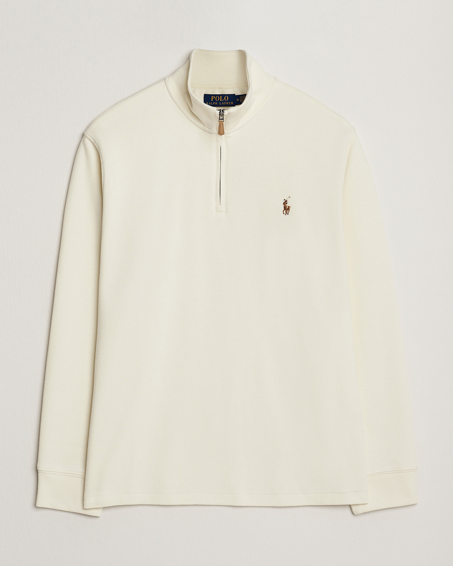 Herre | Trøjer | Polo Ralph Lauren | Double Knitted Half Zip Parchment Cream