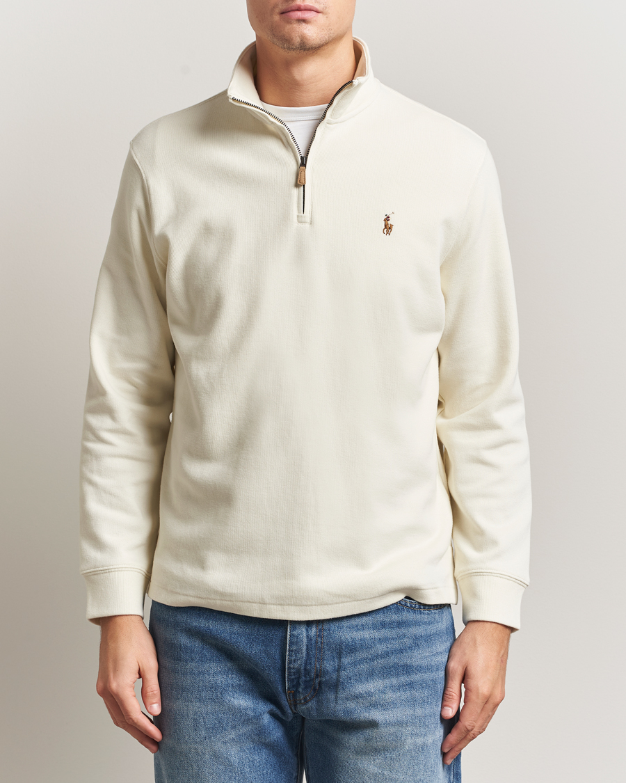Herre | Trøjer | Polo Ralph Lauren | Double Knitted Half Zip Parchment Cream