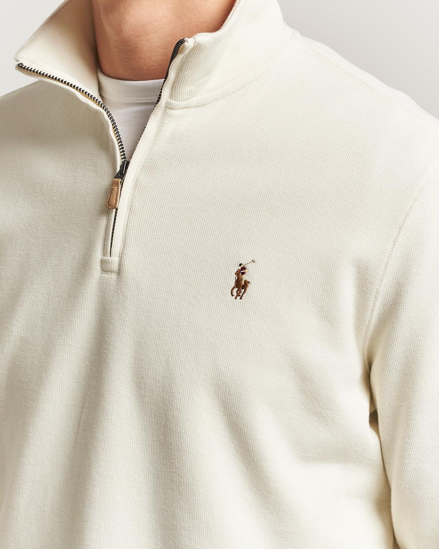 Herre | Trøjer | Polo Ralph Lauren | Double Knitted Half Zip Parchment Cream