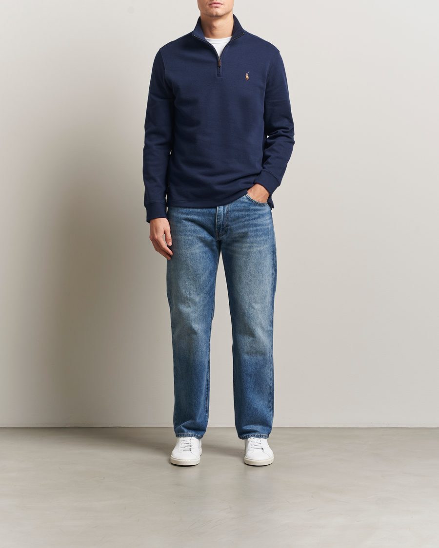 Herre | Trøjer | Polo Ralph Lauren | Double Knitted Half Zip Cruise Navy