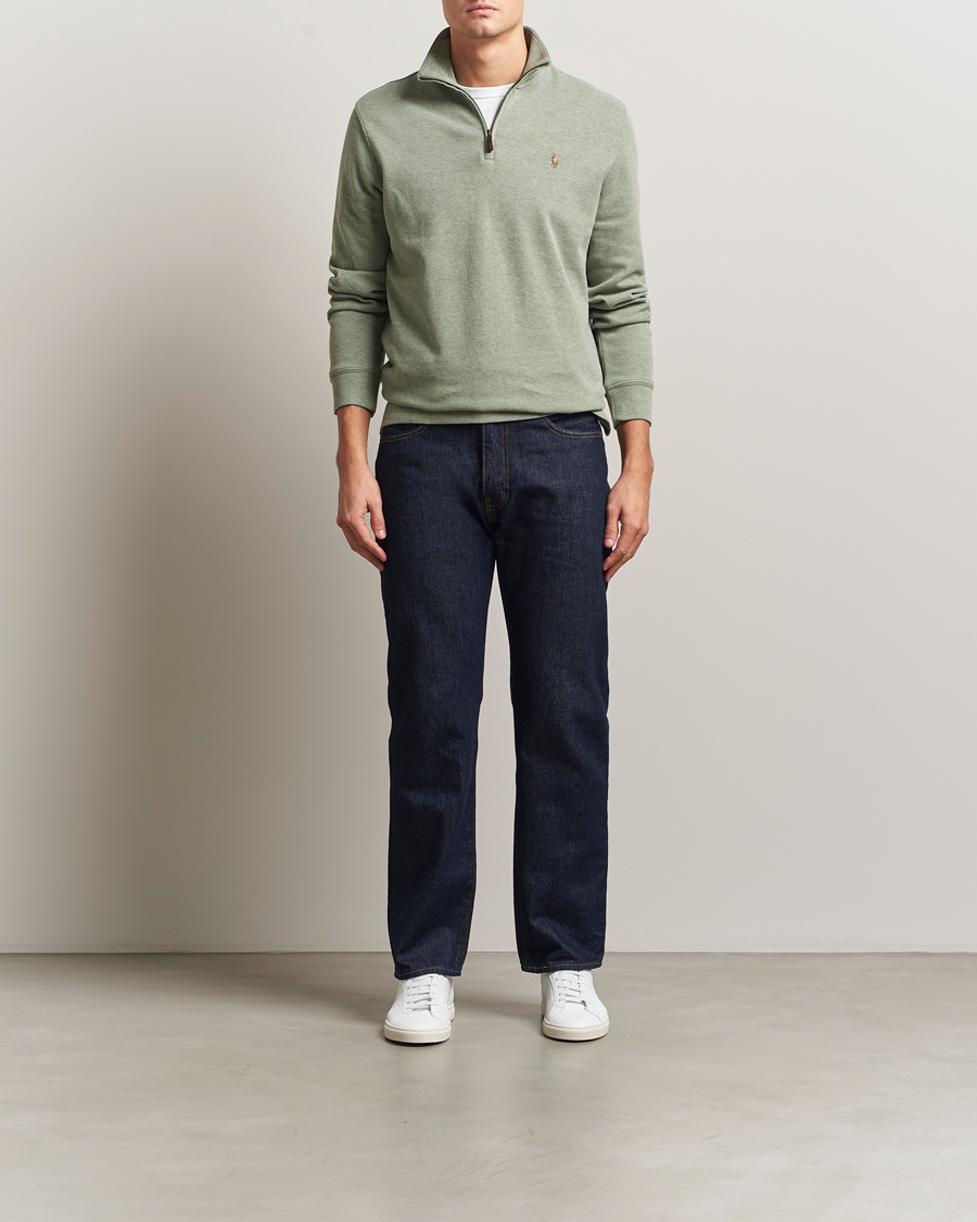 Herre | Trøjer | Polo Ralph Lauren | Double Knitted Half Zip Greenery Heather