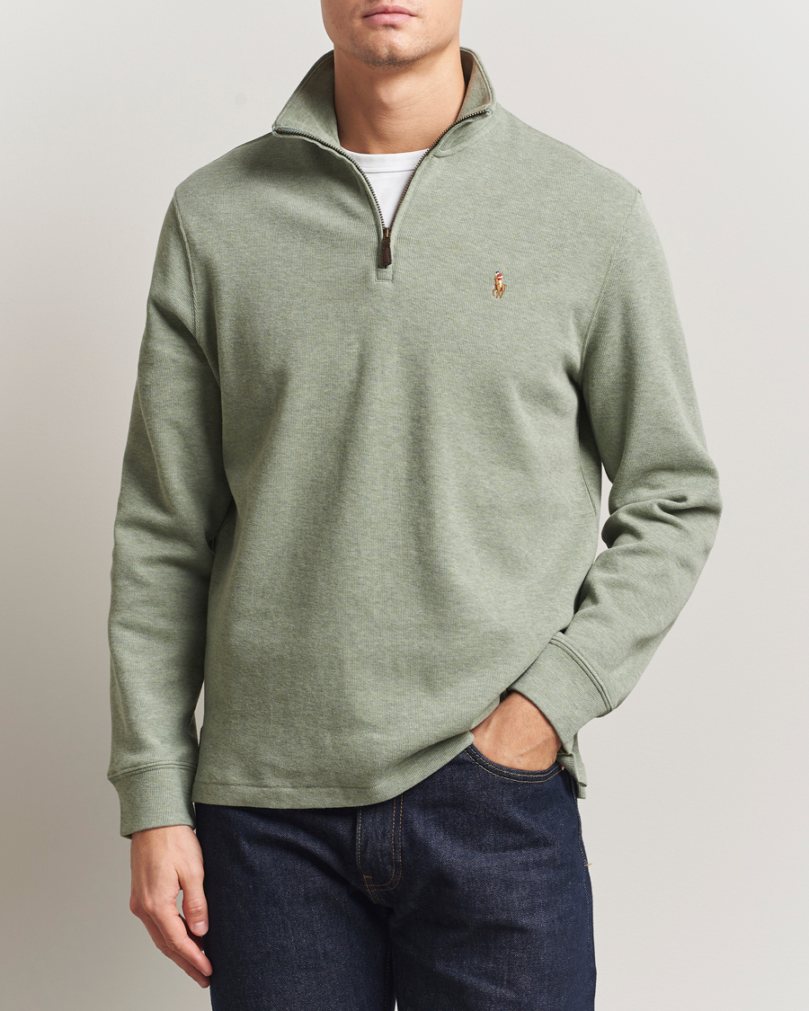 Herre | Trøjer | Polo Ralph Lauren | Double Knitted Half Zip Greenery Heather