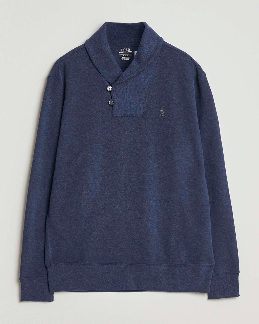 Herre | Trøjer | Polo Ralph Lauren | Double Knitted Shawl Collar Sweater Navy Heather