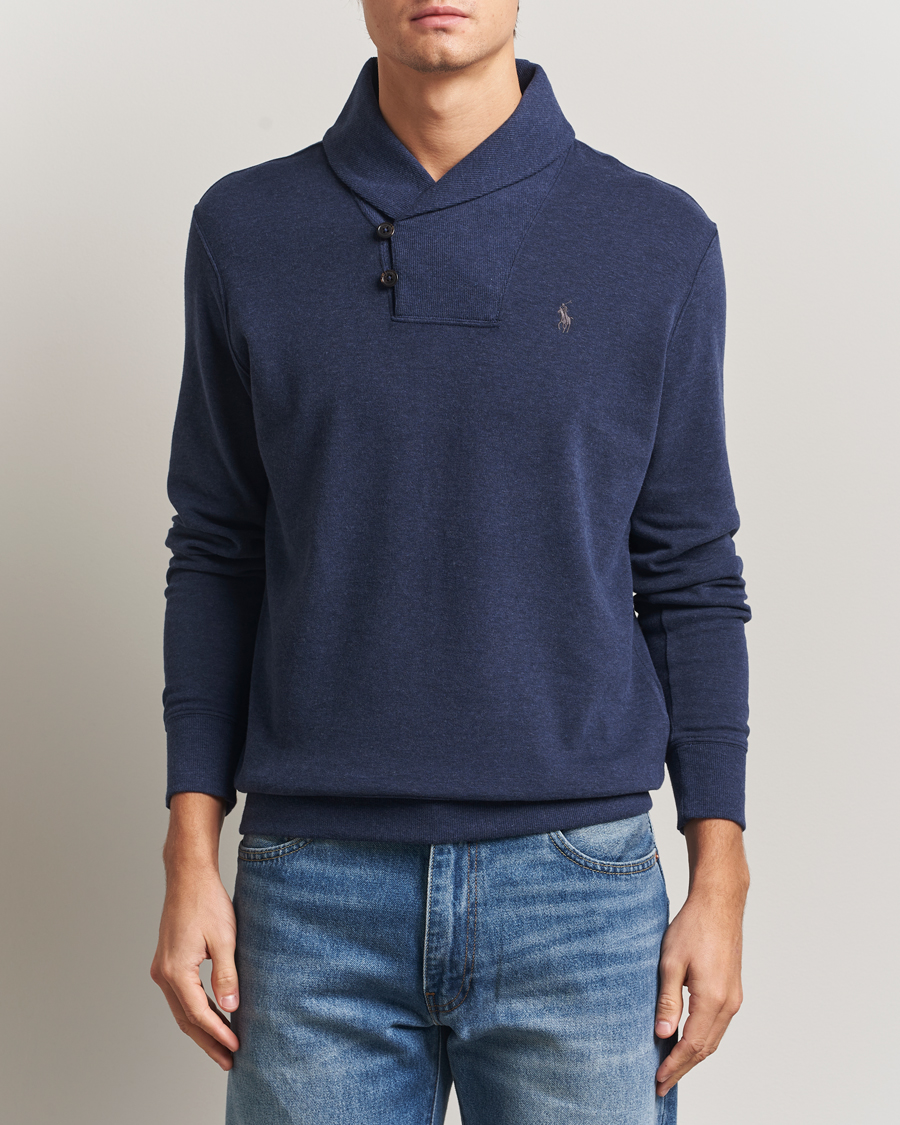 Herre | Trøjer | Polo Ralph Lauren | Double Knitted Shawl Collar Sweater Navy Heather