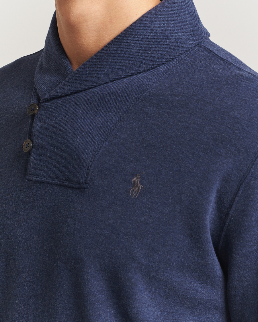 Herre | Trøjer | Polo Ralph Lauren | Double Knitted Shawl Collar Sweater Navy Heather