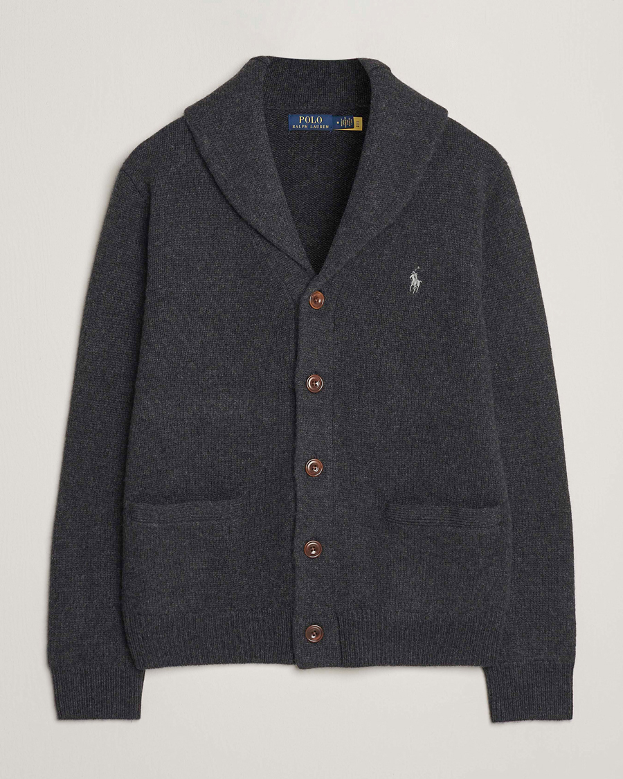 Herre | Trøjer | Polo Ralph Lauren | Wool/Cashmere Shawl Collar Cardigan Granite Heather
