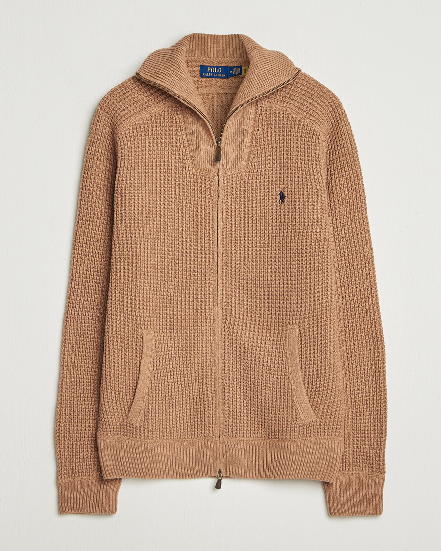 Herre | Trøjer | Polo Ralph Lauren | Cotton/Wool Full Zip Brown Sugar Melange