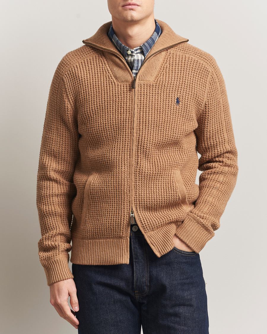 Herre | Trøjer | Polo Ralph Lauren | Cotton/Wool Full Zip Brown Sugar Melange