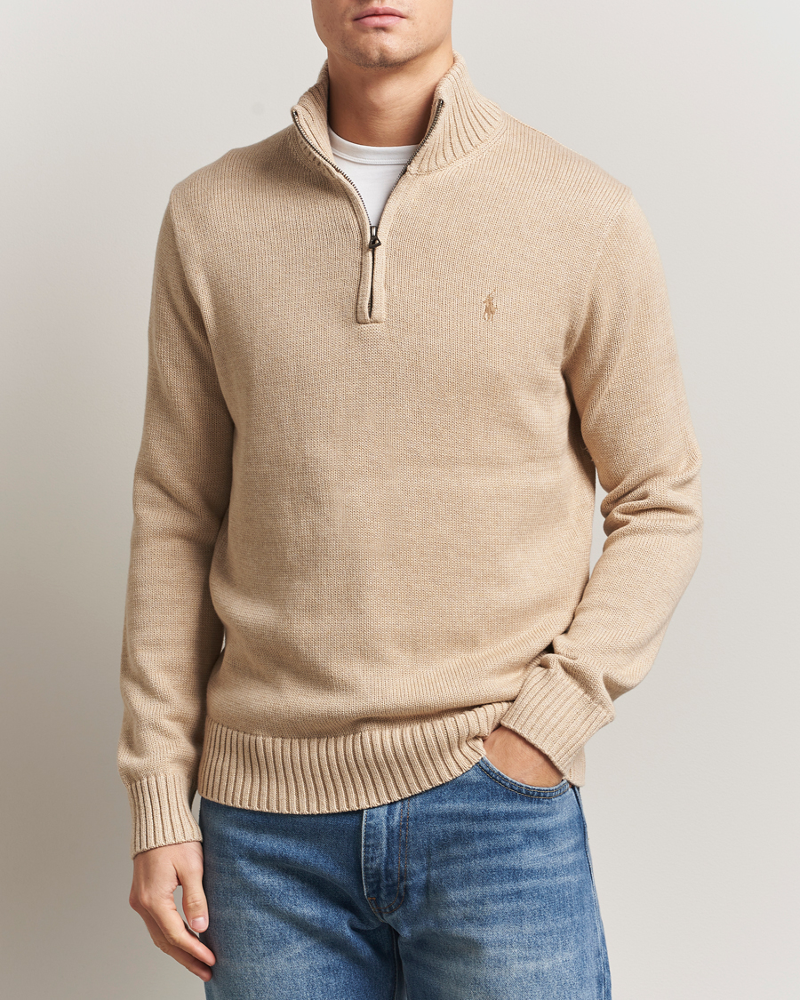 Herre | Trøjer | Polo Ralph Lauren | Cotton Pullover Half Zip Dune Melange