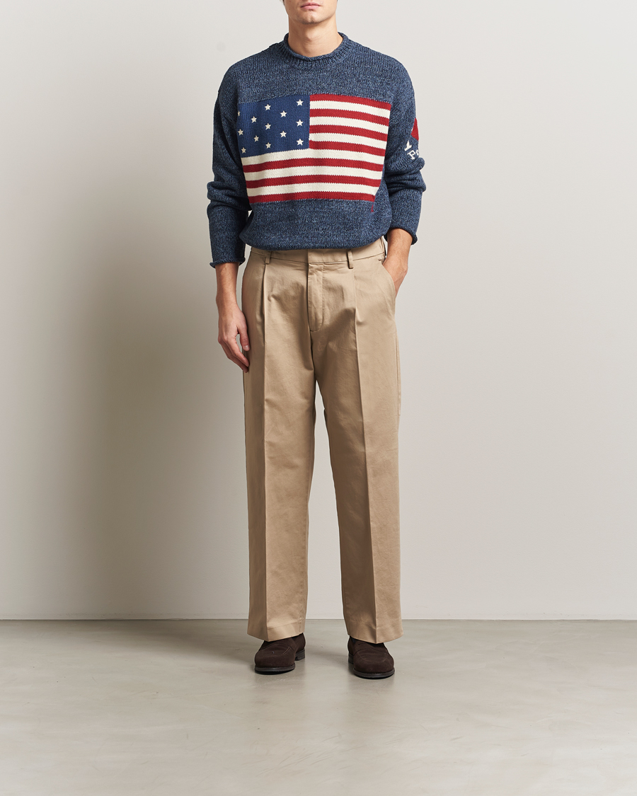 Herre | Trøjer | Polo Ralph Lauren | Cotton Flag Sweater Blue Marl