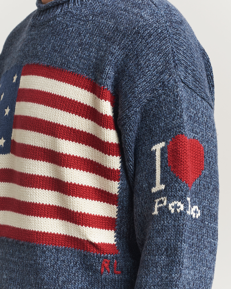 Herre | Trøjer | Polo Ralph Lauren | Cotton Flag Sweater Blue Marl
