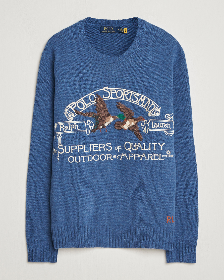 Herre | Trøjer | Polo Ralph Lauren | Cotton/Wool Printed Sweater Blue Multi