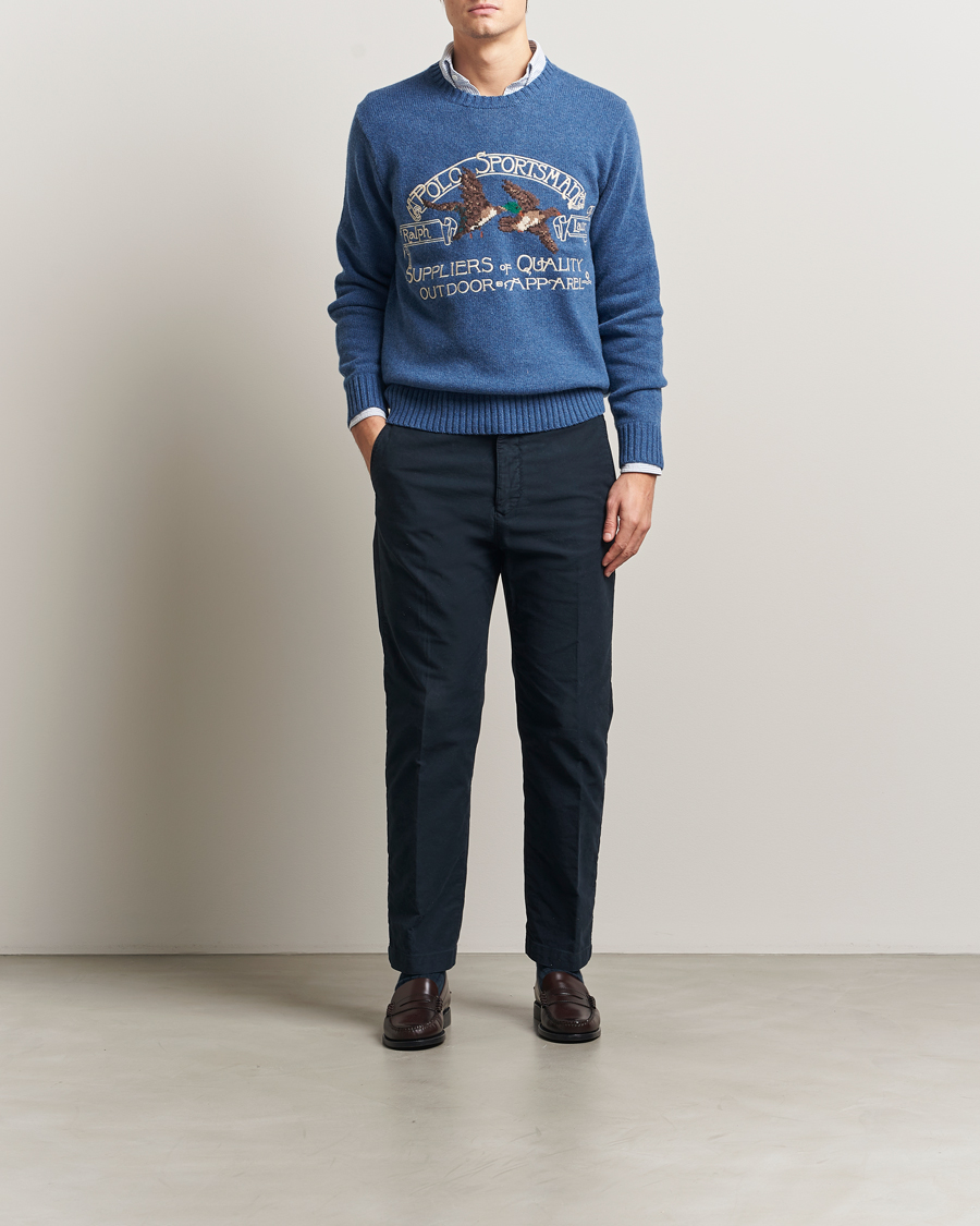 Herre | Trøjer | Polo Ralph Lauren | Cotton/Wool Printed Sweater Blue Multi