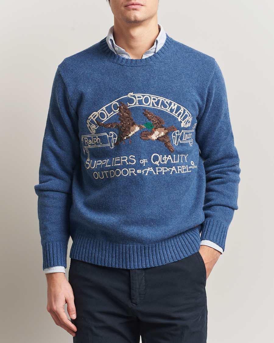 Herre | Trøjer | Polo Ralph Lauren | Cotton/Wool Printed Sweater Blue Multi