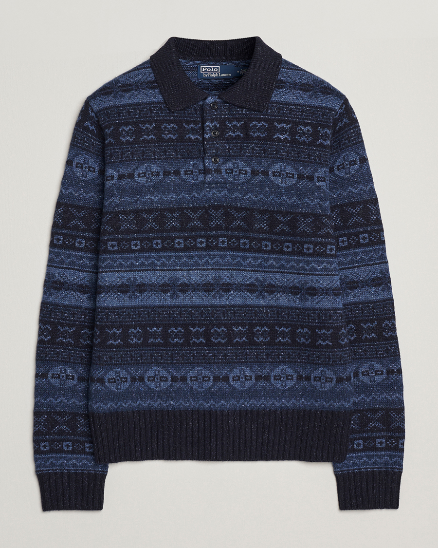 Herre | Trøjer | Polo Ralph Lauren | Wool/Linen Blend Long Sleeve Sweater Navy Multi