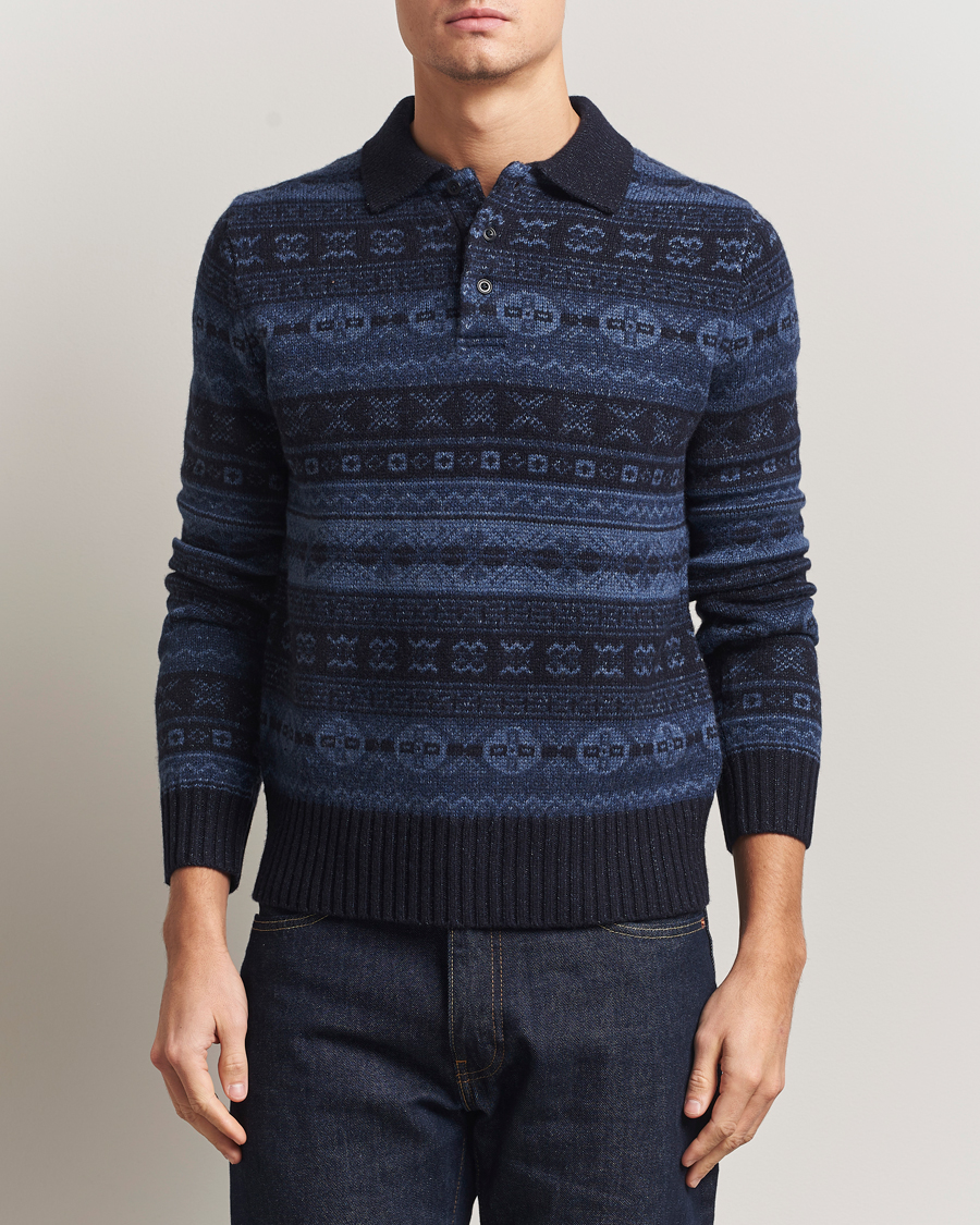 Herre | Trøjer | Polo Ralph Lauren | Wool/Linen Blend Long Sleeve Sweater Navy Multi