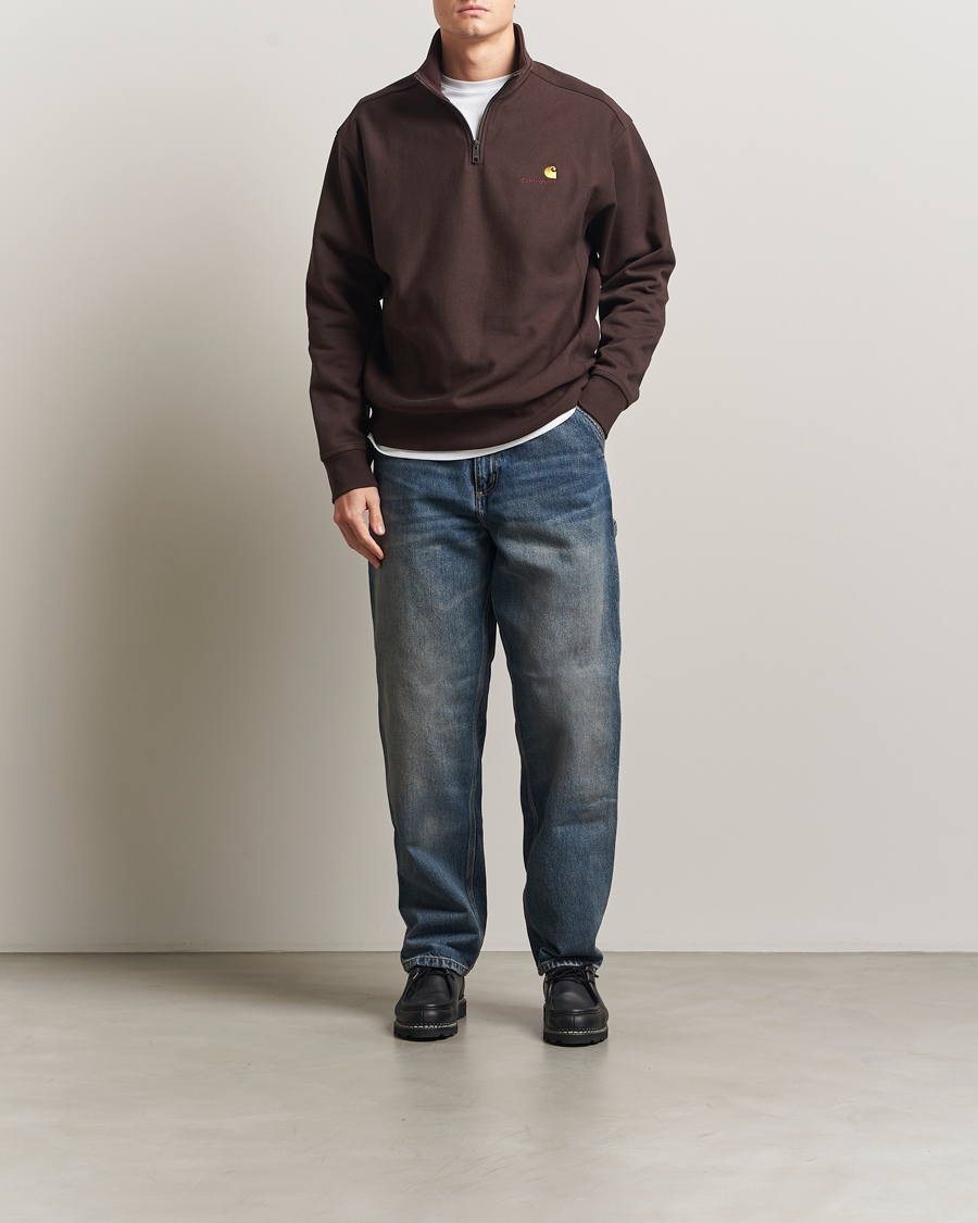 Herre | Trøjer | Carhartt WIP | Half Zip American Script Sweat Palisander