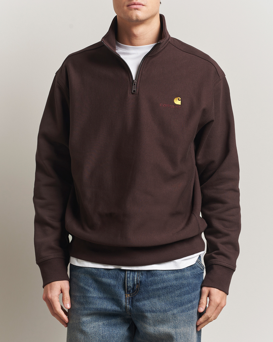 Herre | Trøjer | Carhartt WIP | Half Zip American Script Sweat Palisander