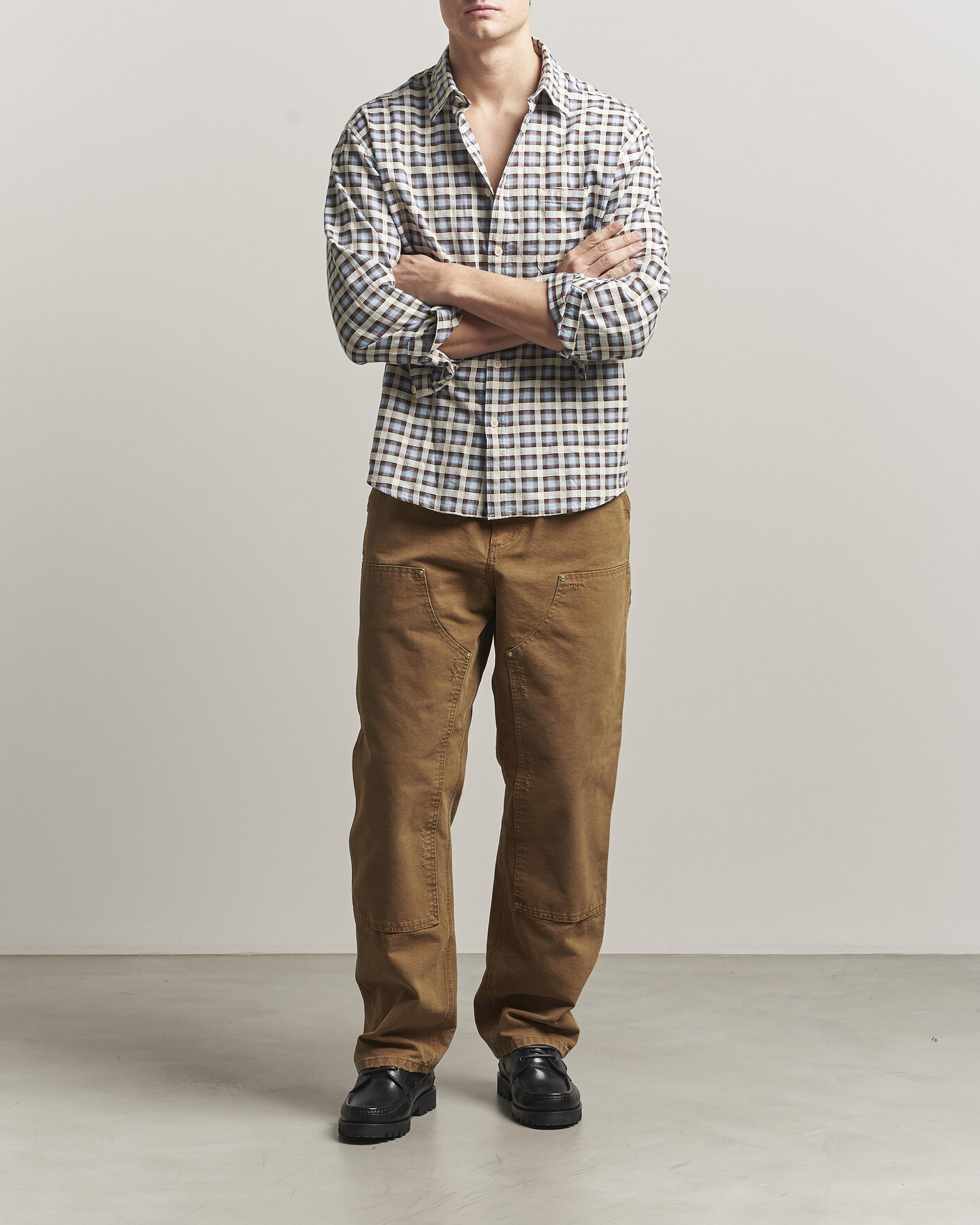 Herre | Bukser | Carhartt WIP | Double Knee Pants Hamilton Brown Grind Washed