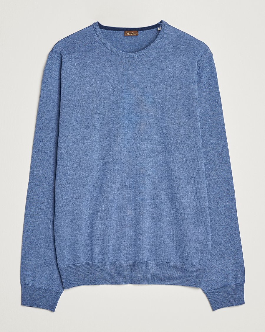Herre | Trøjer | Stenströms | Merino Patch Crew Neck Blue/Blue
