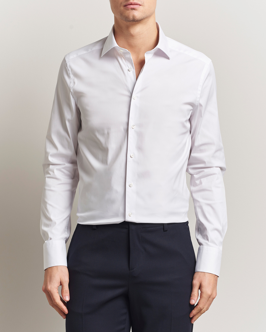 Herre | Skjorter | Stenströms | Slimline Cotton Stretch Shirt White