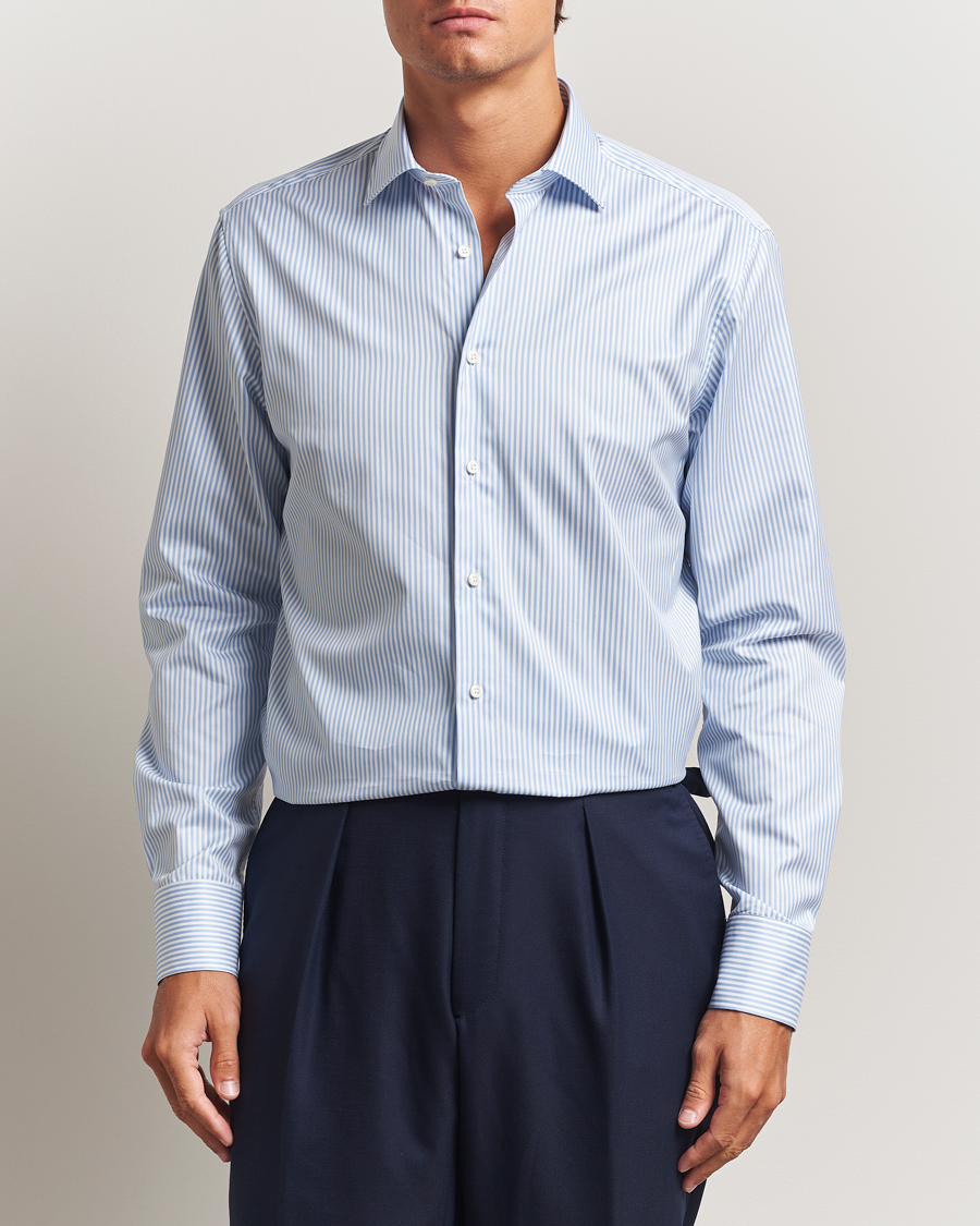 Herre | Skjorter | Stenströms | Regular Fit Striped Cut Away Shirt Blue/White