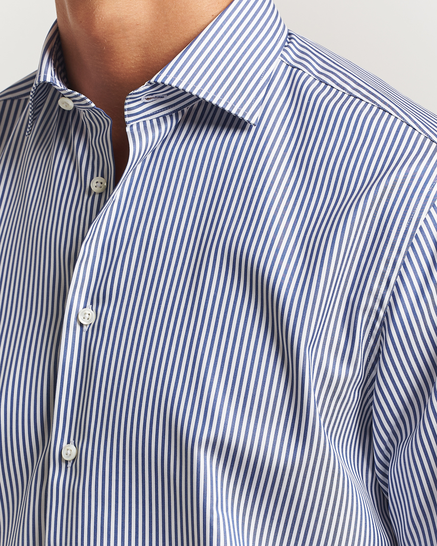 Herre | Skjorter | Stenströms | Regular Fit Striped Cut Away Shirt White/Blue