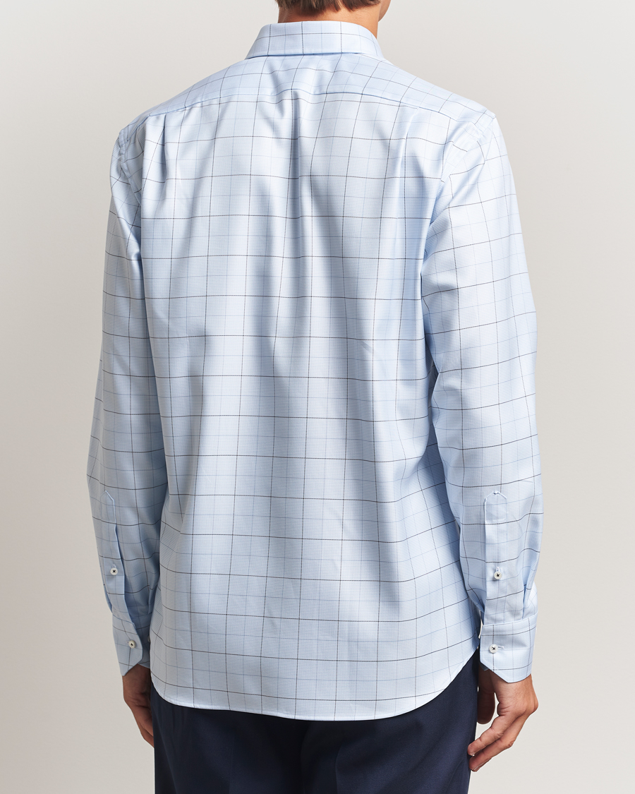 Herre | Skjorter | Stenströms | Regular Fit Cut Away Windowpane Shirt Blue