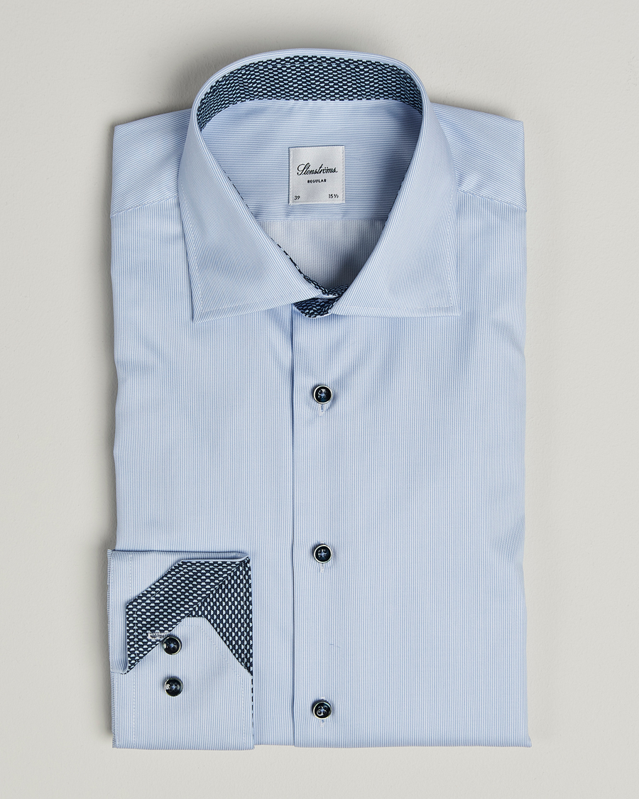 Herre | Skjorter | Stenströms | Regular Fit Contrast Cotton Shirt White/Blue