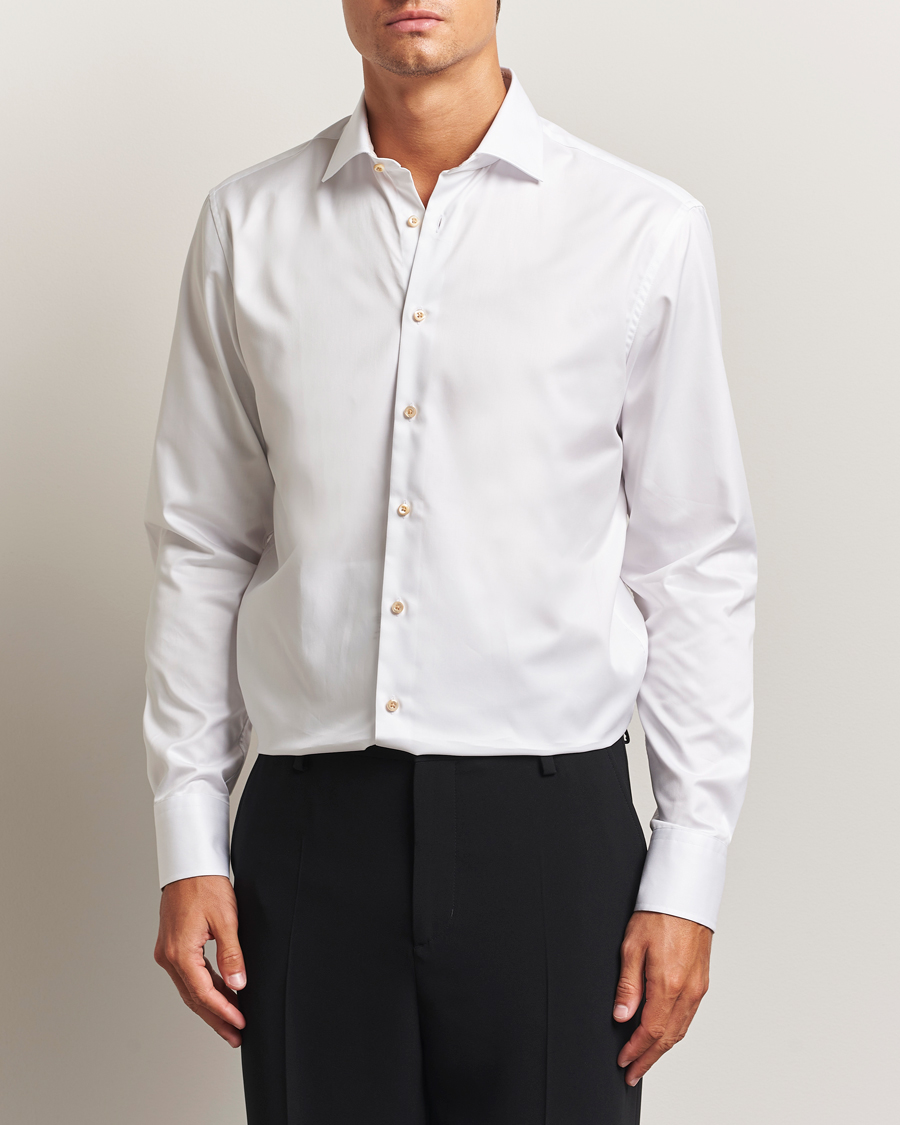 Herre | Skjorter | Stenströms | Regular Fit Contrast Cotton Shirt White