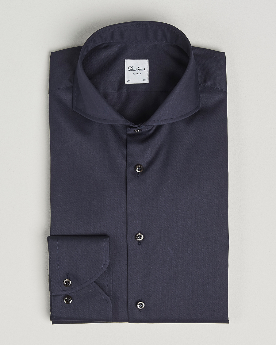 Herre | Skjorter | Stenströms | Regular Fit Extreme Cut Away Shirt Navy