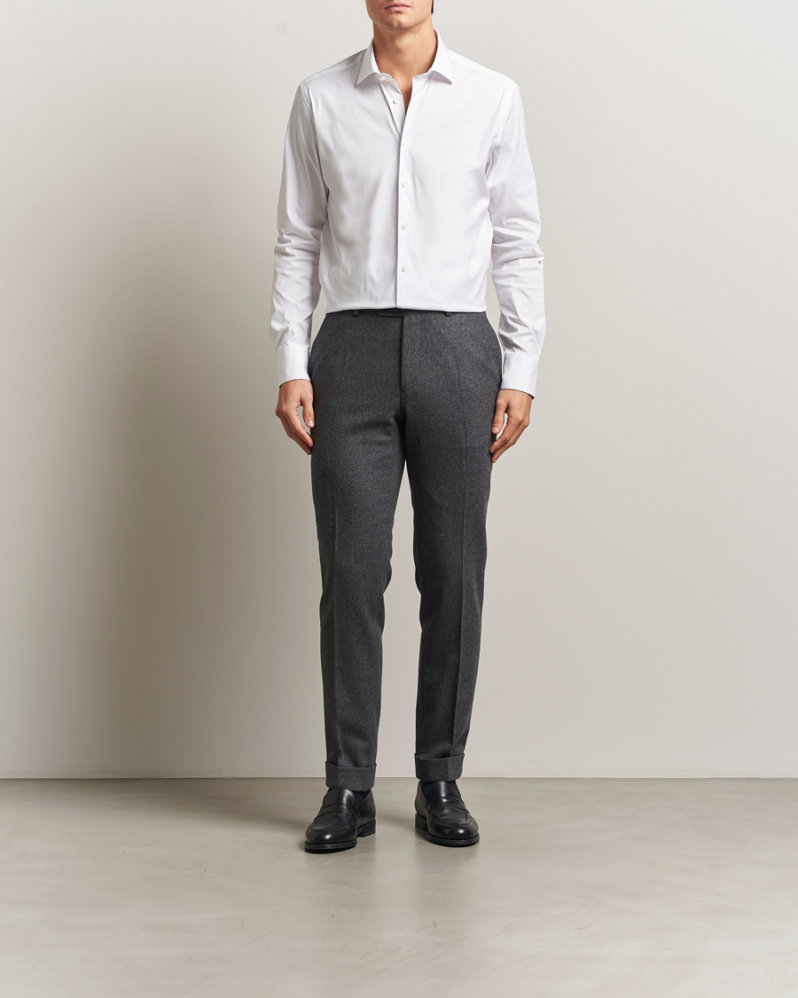 Herre | Skjorter | Stenströms | Regular Fit Cotton Stretch Shirt White