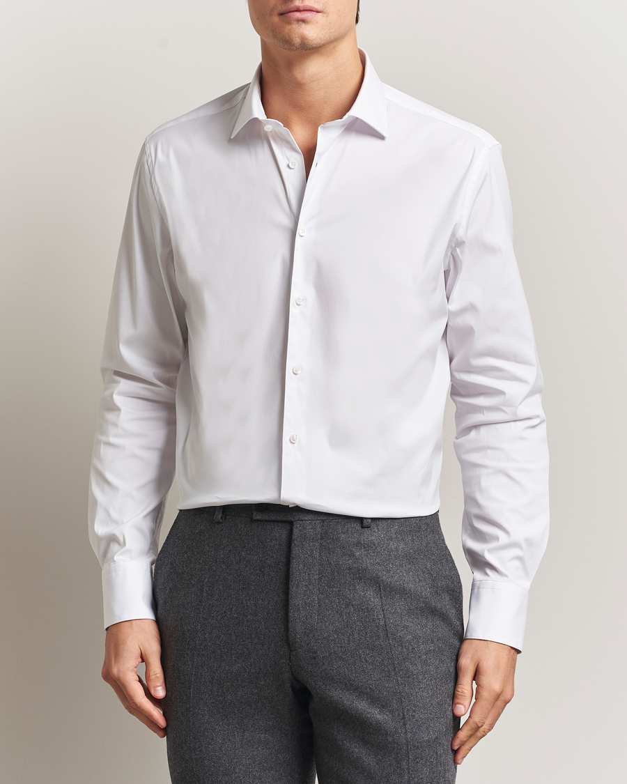 Herre | Skjorter | Stenströms | Regular Fit Cotton Stretch Shirt White