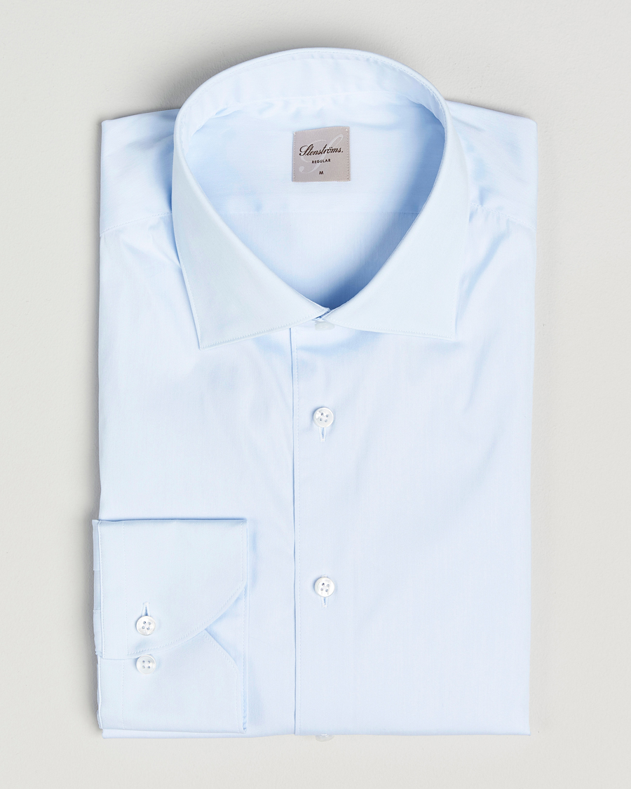 Herre | Skjorter | Stenströms | Regular Fit Cotton Stretch Shirt Light Blue