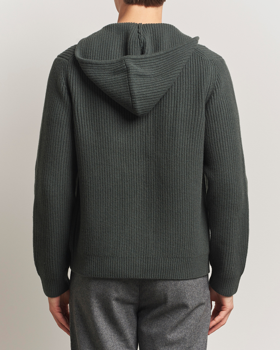 Herre | Trøjer | Samsøe Samsøe | Isak Heavy Knitted Full Zip Hoodie Dark Evergreen