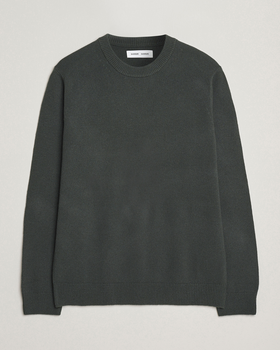 Herre | Trøjer | Samsøe Samsøe | Isak Knitted Crew Neck Dark Evergreen